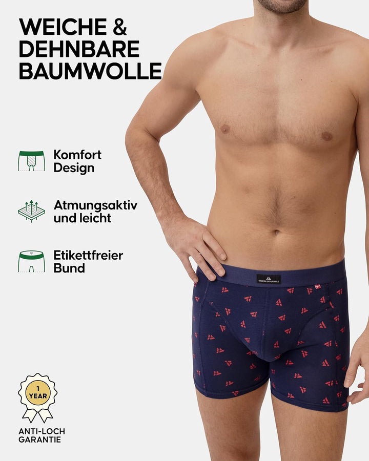 DANISH ENDURANCE 3er Pack Boxershorts Herren, Weiche Baumwolle mit Stretch, Unterhosen Männer, Ohne