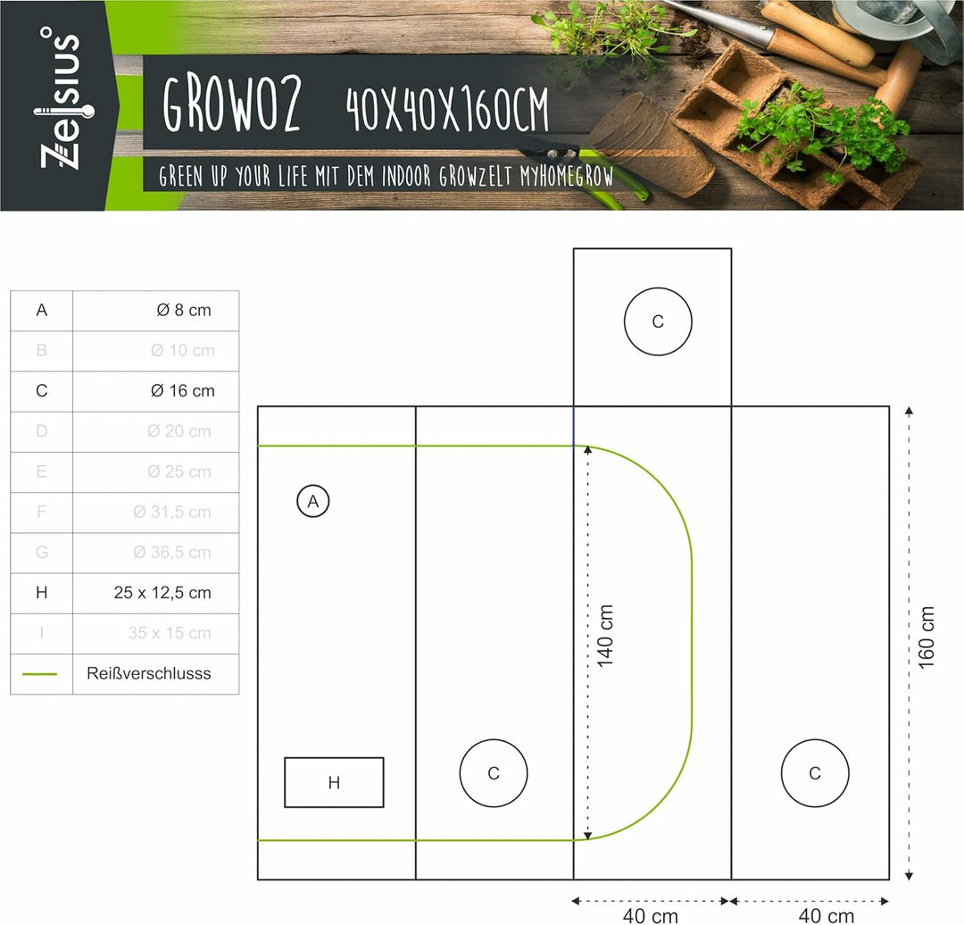 Zelsius Growzelt MyHomeGrow Grow Tent | Indoor Growbox | schwarz grün | Growroom Growschrank Darkroo
