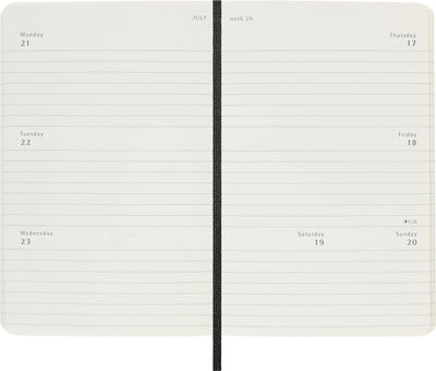 Moleskine Weekly Planner, Horizontale 12-Monats-Wochenplaner 2025, Weicher Einband und Elastischer V