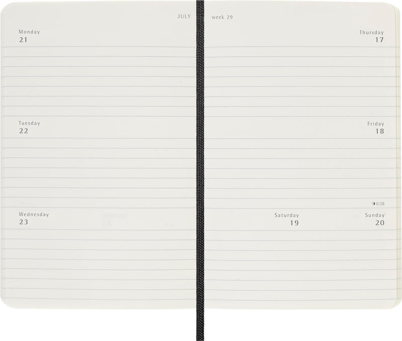 Moleskine Weekly Planner, Horizontale 12-Monats-Wochenplaner 2025, Weicher Einband und Elastischer V