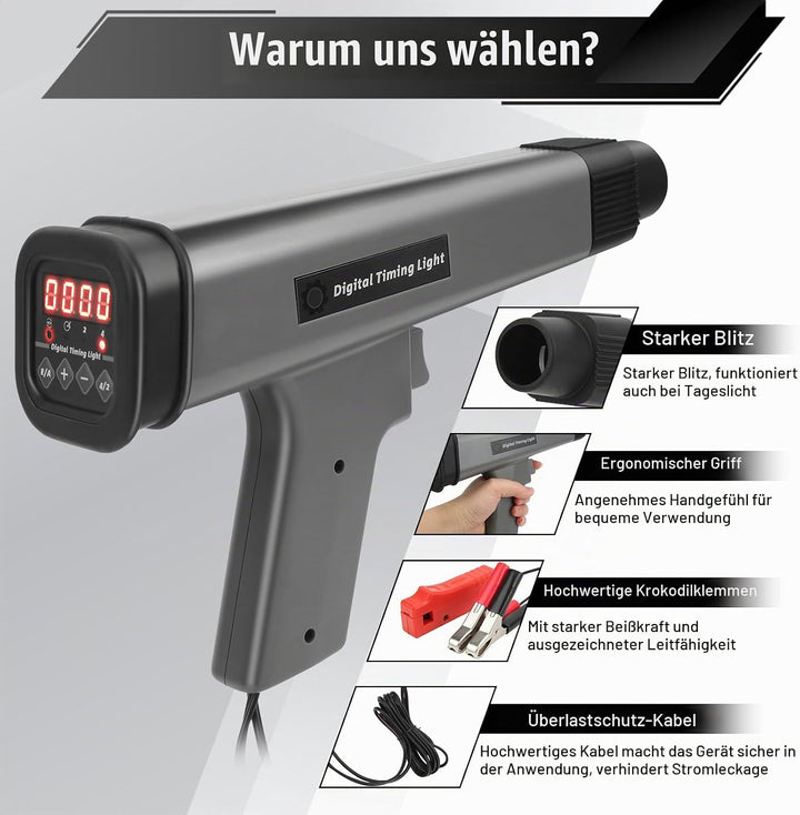 Yosoo Health Gear Digitales Motor-Timing-Licht, Digitales Timing-Licht, Induktives Stroboskop-Timing