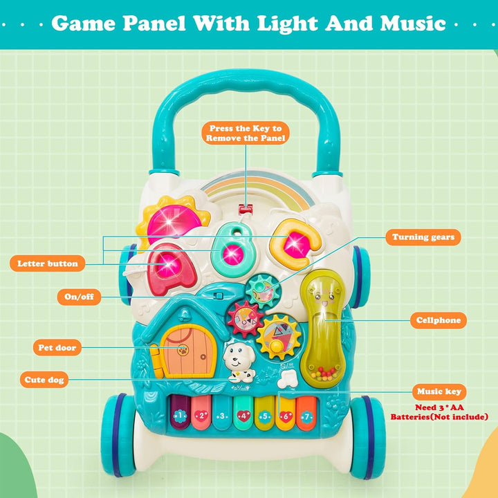 Lernlaufhilfe für Kleinkinder Baby Lauflernhilfe mit Geräusche, Musik und abnehmbarem Spielboard Lau