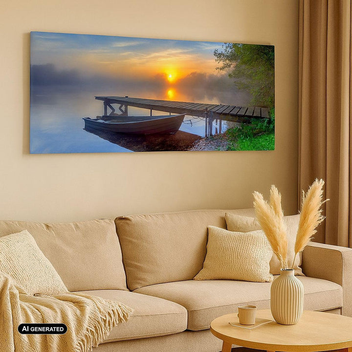 Wandbilder Dekoration Wohnzimmer Landschaft Meer Sommer Sonne Panorama Bilder auf Leinwand 120x50cm