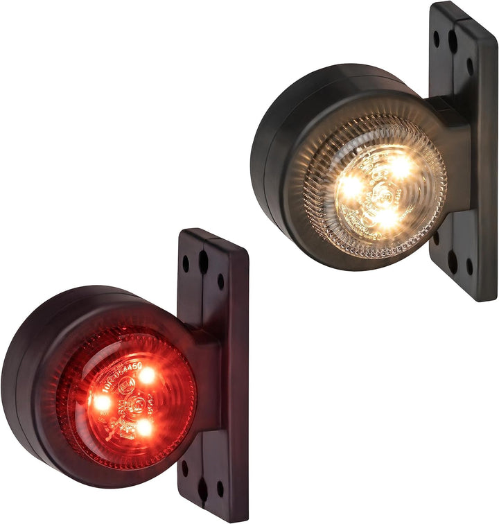 2x LED Positionsleuchte Set Rot Weiss 12-24 Volt E4-Prüfzeichen IP67 Schutzklasse mit Gummihalterung