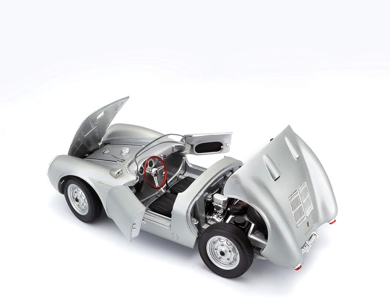 Bauer Spielwaren 2043030 Maisto Porsche 550 A Spyder, Modellauto mit Federung, Massstab 1:18, Türen