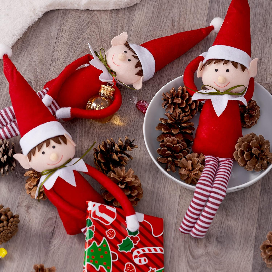 The TWIDDLERS 3 Sitzende Wichtel Figuren zu Weihnachten aus Filzstoff (48 cm hoch) - Deko Weihnachts