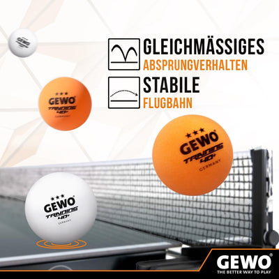 GEWO Tischtennisbälle Training 40+ - 3 Sterne Tischtennis-Ball aus ABS Plastik mit Naht - Hochwertig