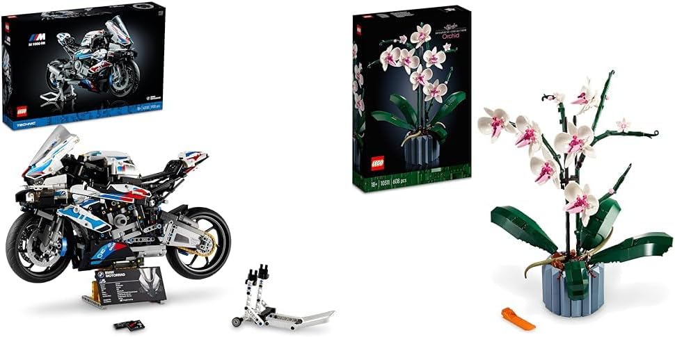 LEGO 42130 Technic BMW M 1000 RR Motorrad-Modell & 10311 Icons Orchidee Bundle mit Orchidee Set, Bun
