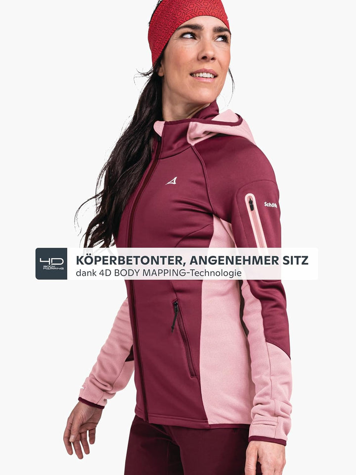 Schöffel Damen Fleece Hoody Lodron L atmungsaktiver Fleece Pullover mit hoher Bewegungsfreiheit, fun