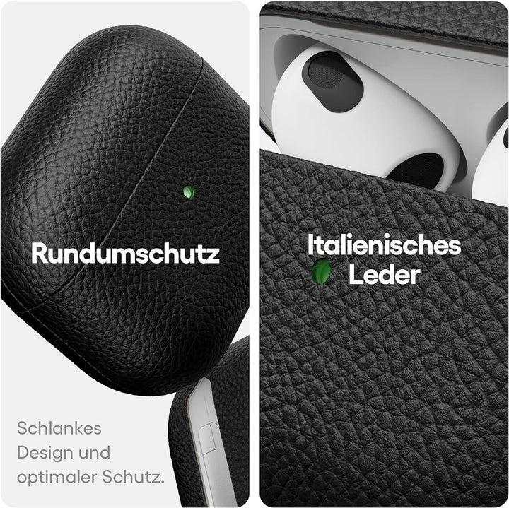 KeyBudz Artisan Leder Schutzhülle für Apple AirPods 3 Case, Etui, Ledertasche Echtleder, Kopfhörer O