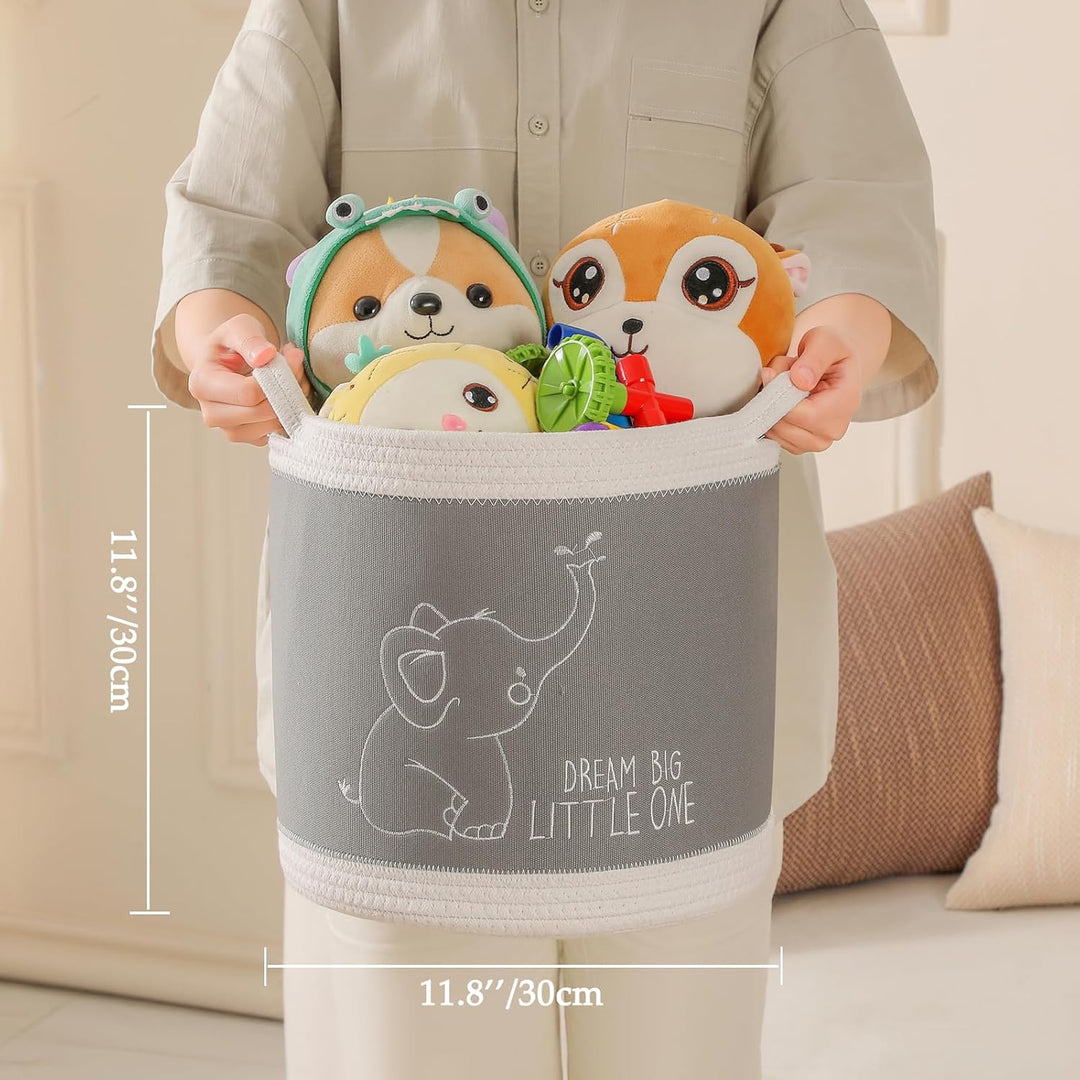 Spielzeugkorb für Baby, Wäschekorb, Deckenkörbe, süsse Elefant Kinderzimmer Körbe Spielzeug Aufbewah