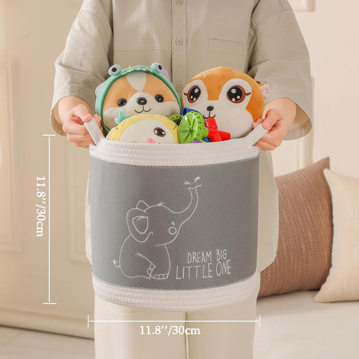 Spielzeugkorb für Baby, Wäschekorb, Deckenkörbe, süsse Elefant Kinderzimmer Körbe Spielzeug Aufbewah