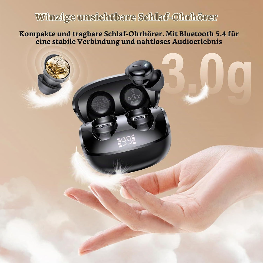Bluetooth Kopfhörer In Ear, Mini Schlafkopfhörer für Seitenschläfer 2026 | Bluetooth 5.4 Hi-Fi Sound