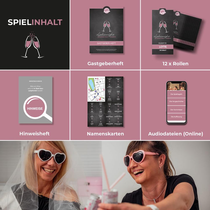 mitmach-krimi – Ladiesnight: der Mörder trinkt Prosecco – Krimidinner Spiel für zuhause für 6-12 Per