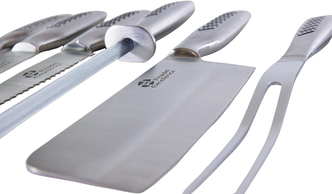 Pradel Excellence I7100 Küchenmessertasche, 9-teilig, Edelstahl klassisch