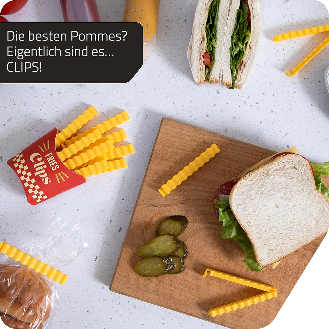 Peleg Design Fries Clips: 12 süsse Pommes-förmige Verschlussclips für Tüten &amp; Beutel, Lustige Tütenc