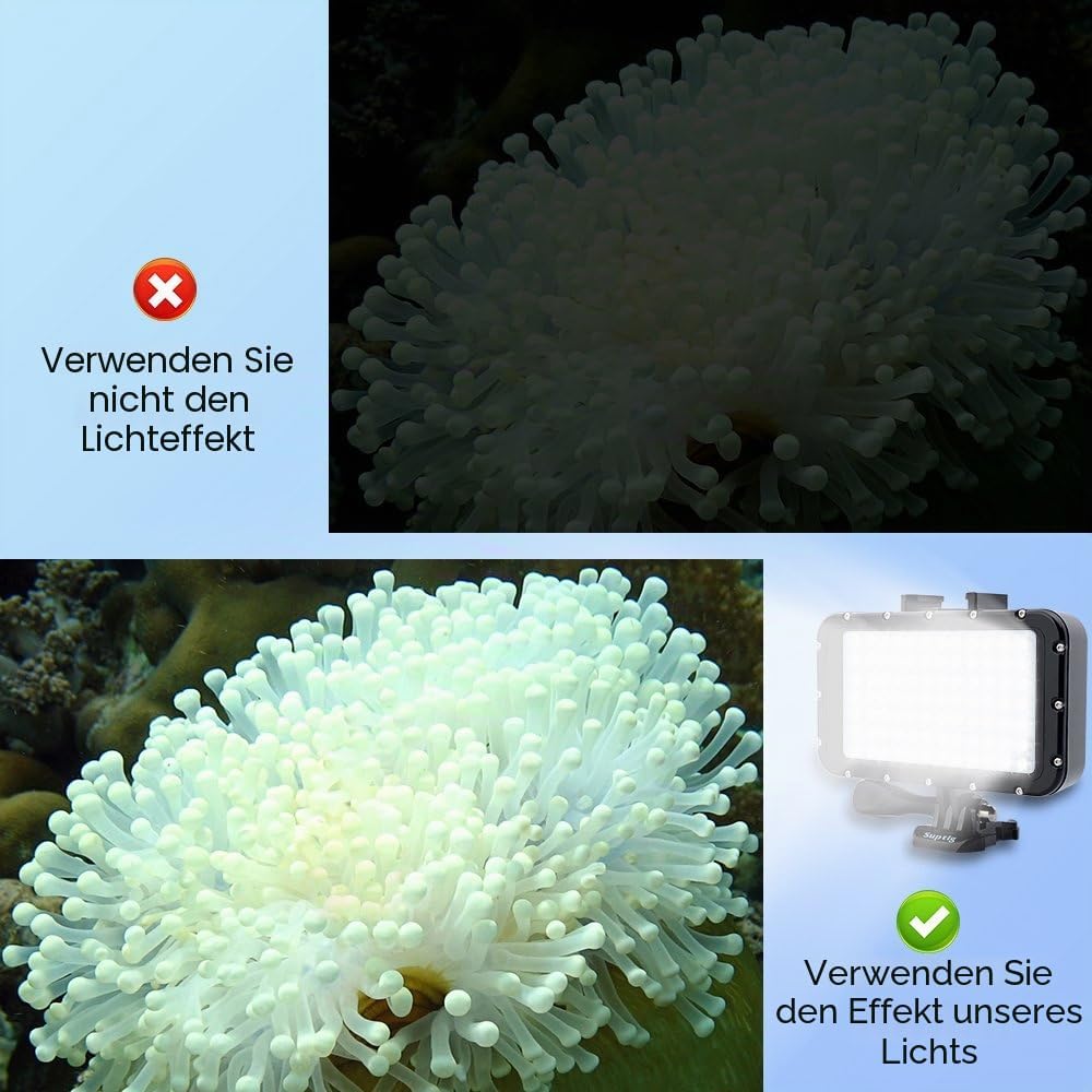 Suptig Unterwasserlichter Tauchlicht 84 LED High Power Dimmbar Wasserdichtes LED-Videolicht Wasserdi