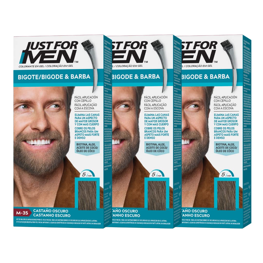 Just For Men Farbgel für Bart und Schnurrbart, natürliches Aussehen, lange Haltbarkeit, Dunkelbraun,