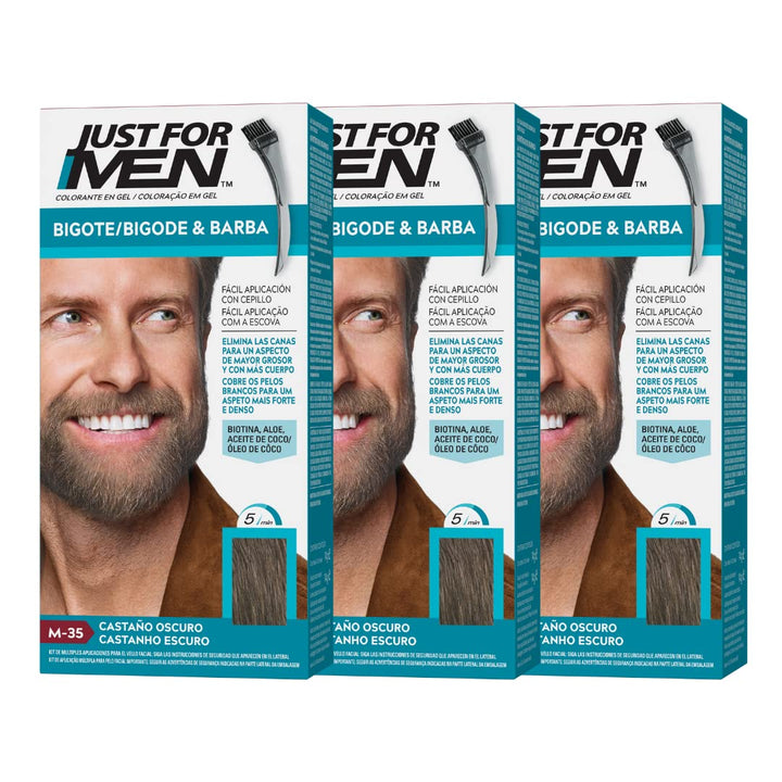 Just For Men Farbgel für Bart und Schnurrbart, natürliches Aussehen, lange Haltbarkeit, Dunkelbraun,