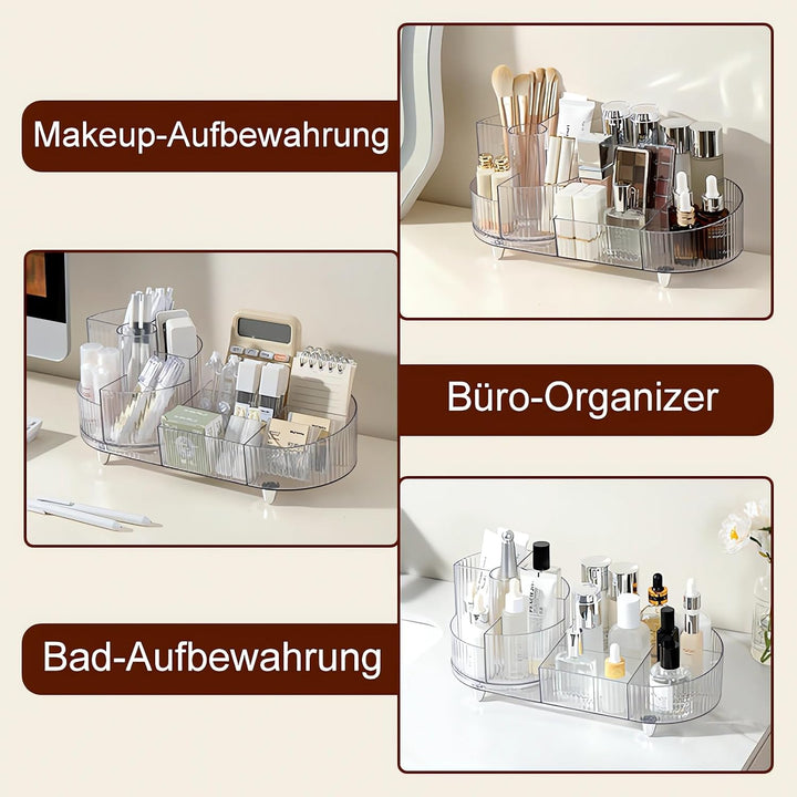 Make up Organizer 360° Drehbar, Grosser Bad Kosmetik Organizer mit Aufbewahrungsbox für Schminktisch