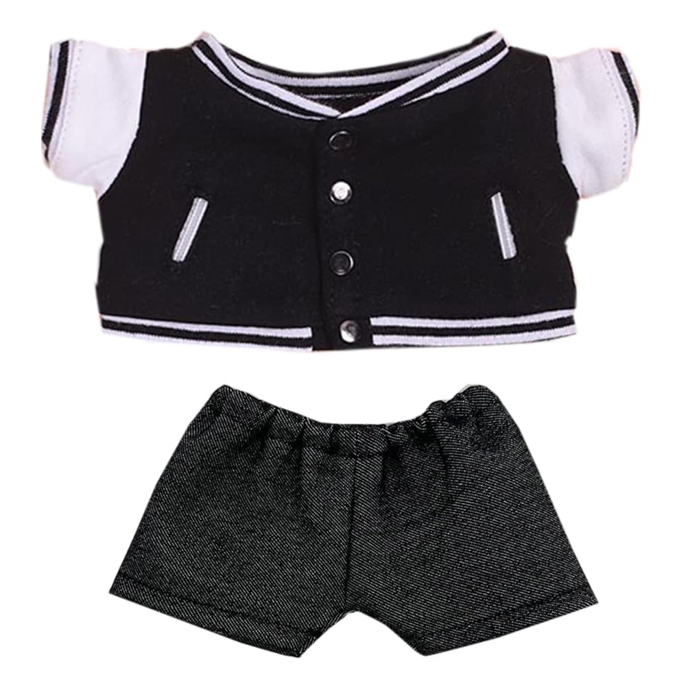 niannyyhouse Baseballjacke Jeans 20 cm Plüschpuppenkleidung 20,3 cm Puppenzubehör (schwarz), Schwarz