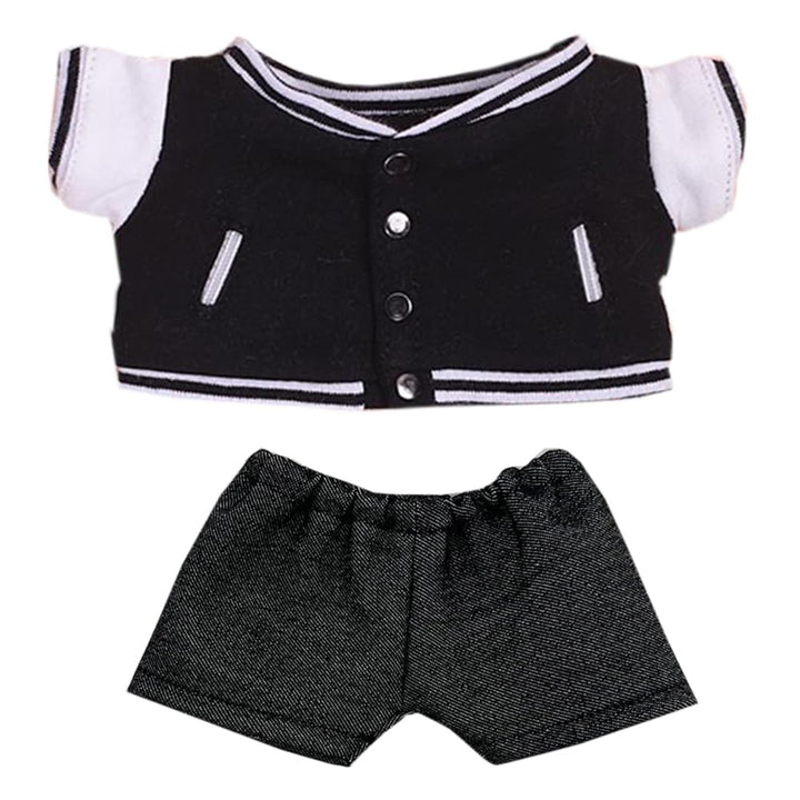 niannyyhouse Baseballjacke Jeans 20 cm Plüschpuppenkleidung 20,3 cm Puppenzubehör (schwarz), Schwarz