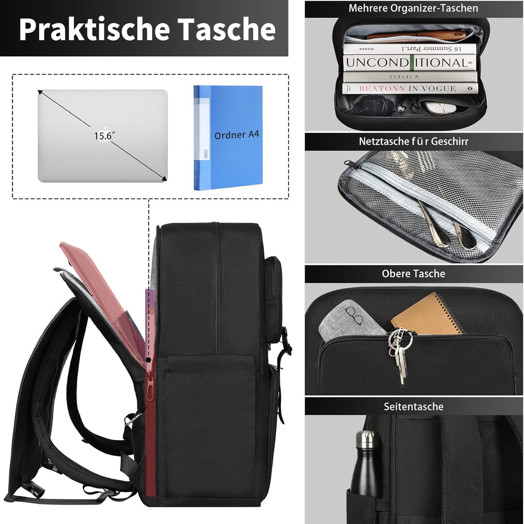 BERTASCHE Lunch Rucksack, Laptop Rucksack 17,3 Zoll mit Isoliertes Kühltasche für Herren und Damen,