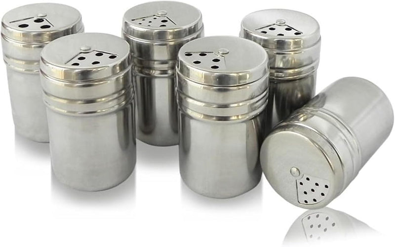 Gracelaza Set von 6 Edelstahl Gewürzdosen Salz Pfeffer Spice Shaker Gewürz Topf mit Tasche