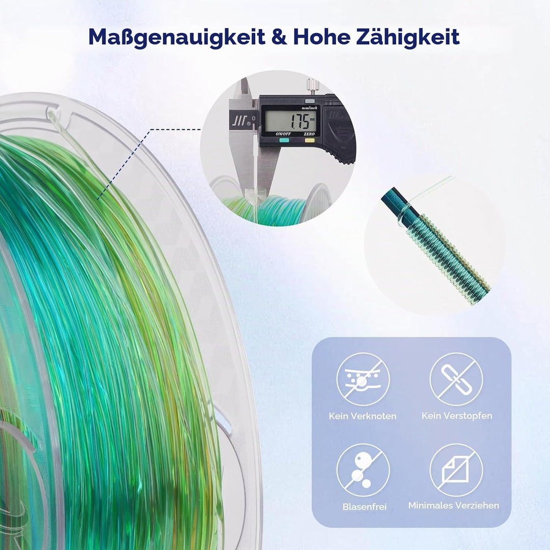 AMOLEN 3D Filament Massgenauigkeit +/- 0,02 mm, Sauber Gewickeltes, Kompatibel Mit 3D FDM Druckern,