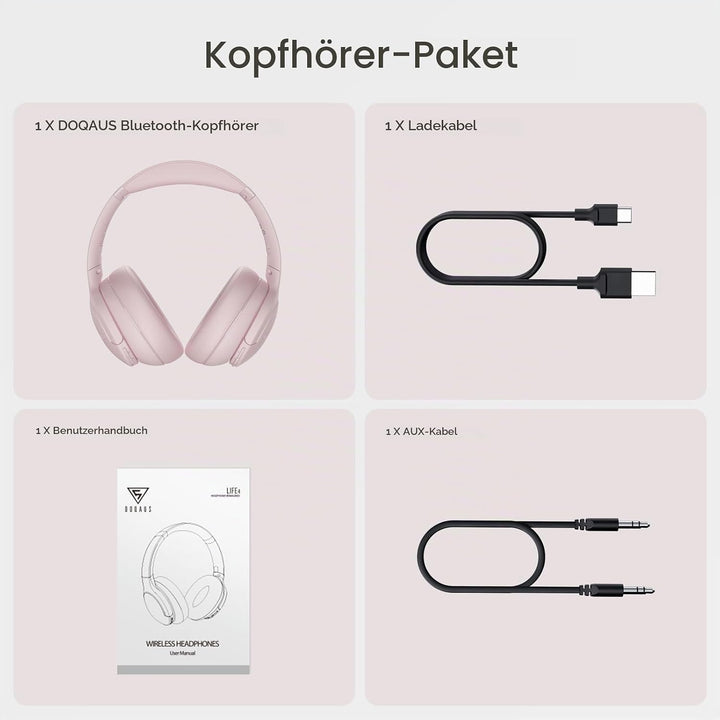 DOQAUS Kopfhörer Kabellos Bluetooth [Bis zu 90 Std] Bluetooth Kopfhörer Over-Ear mit 3 EQ-Modi, HiFi