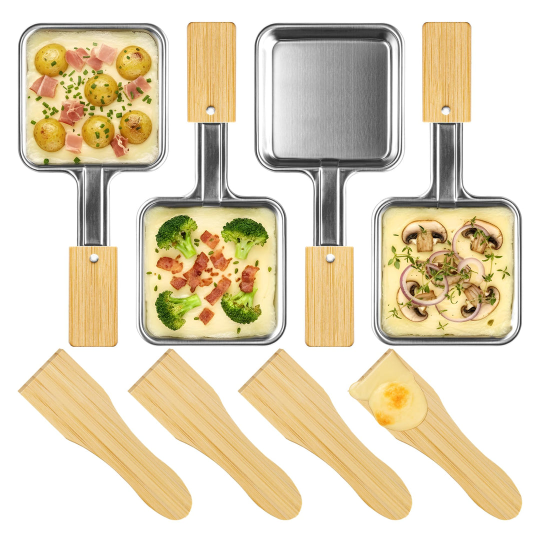 Quadratische Form Edelstahl Keine Beschichtung Mini Raclette GrillPfanne Käse Pfanne Raclette Ersatz