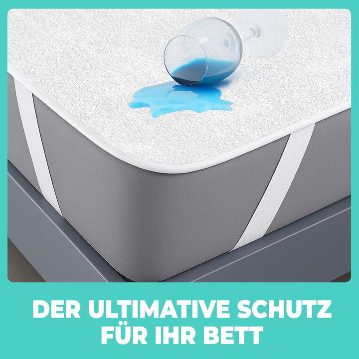 Matratzenschoner 90 x 200 cm Wasserdichte 2 Stk. Matratzenauflage aus Baumwolle Nässeschutz Inkontin