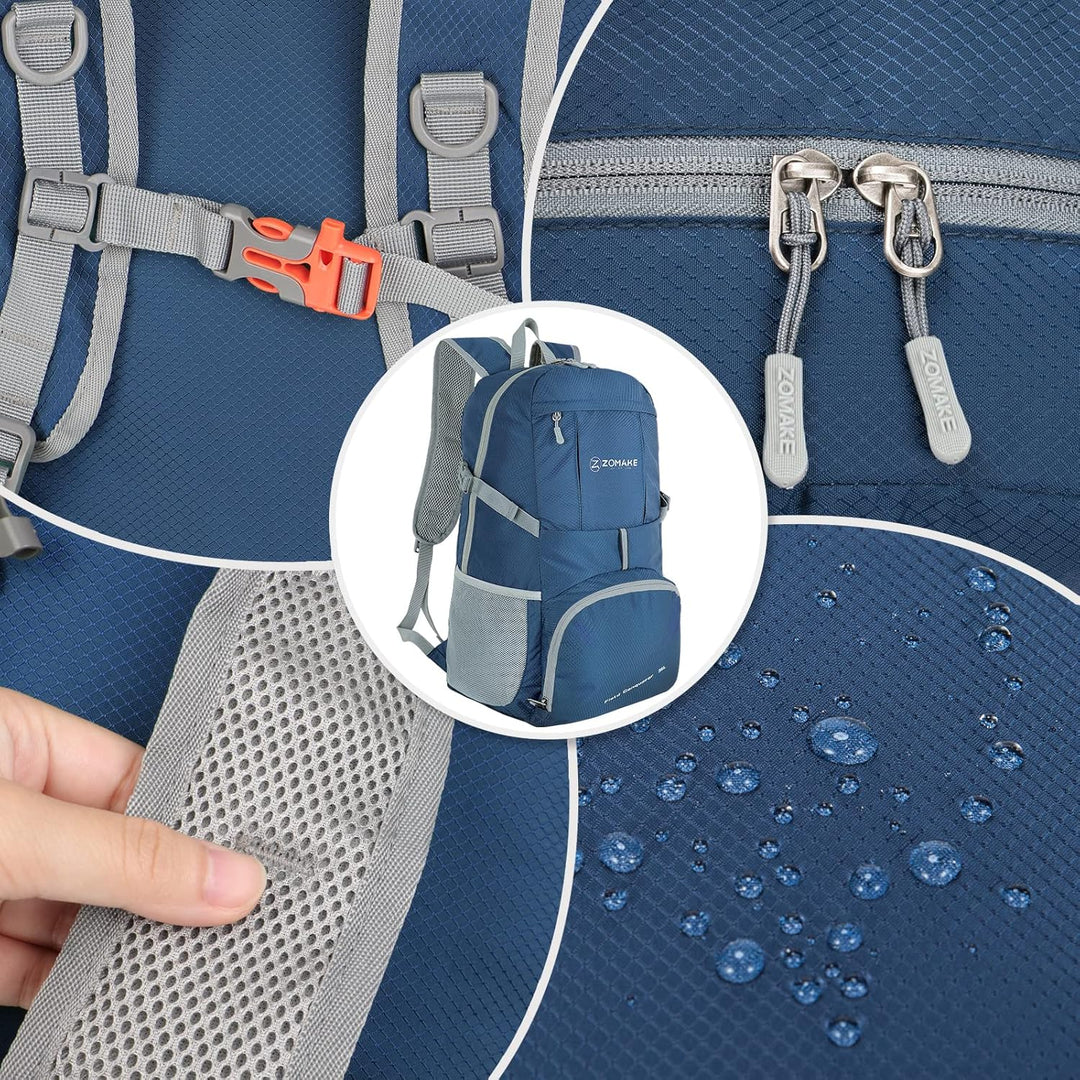 ZOMAKE 35 L Leicht Faltbarer Rucksack Packbare Backpacks, Kleiner Rucksäcke Wanderrucksack Wasserdic