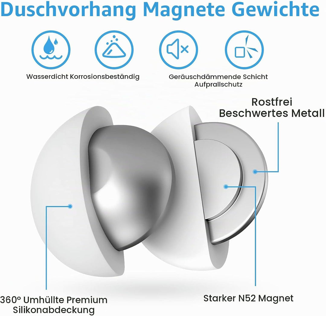 VANZAVANZU Duschvorhang Gewichte, Niemals Rost Duschvorhang Magnete, Silikonbeschichtete Magnete Tis