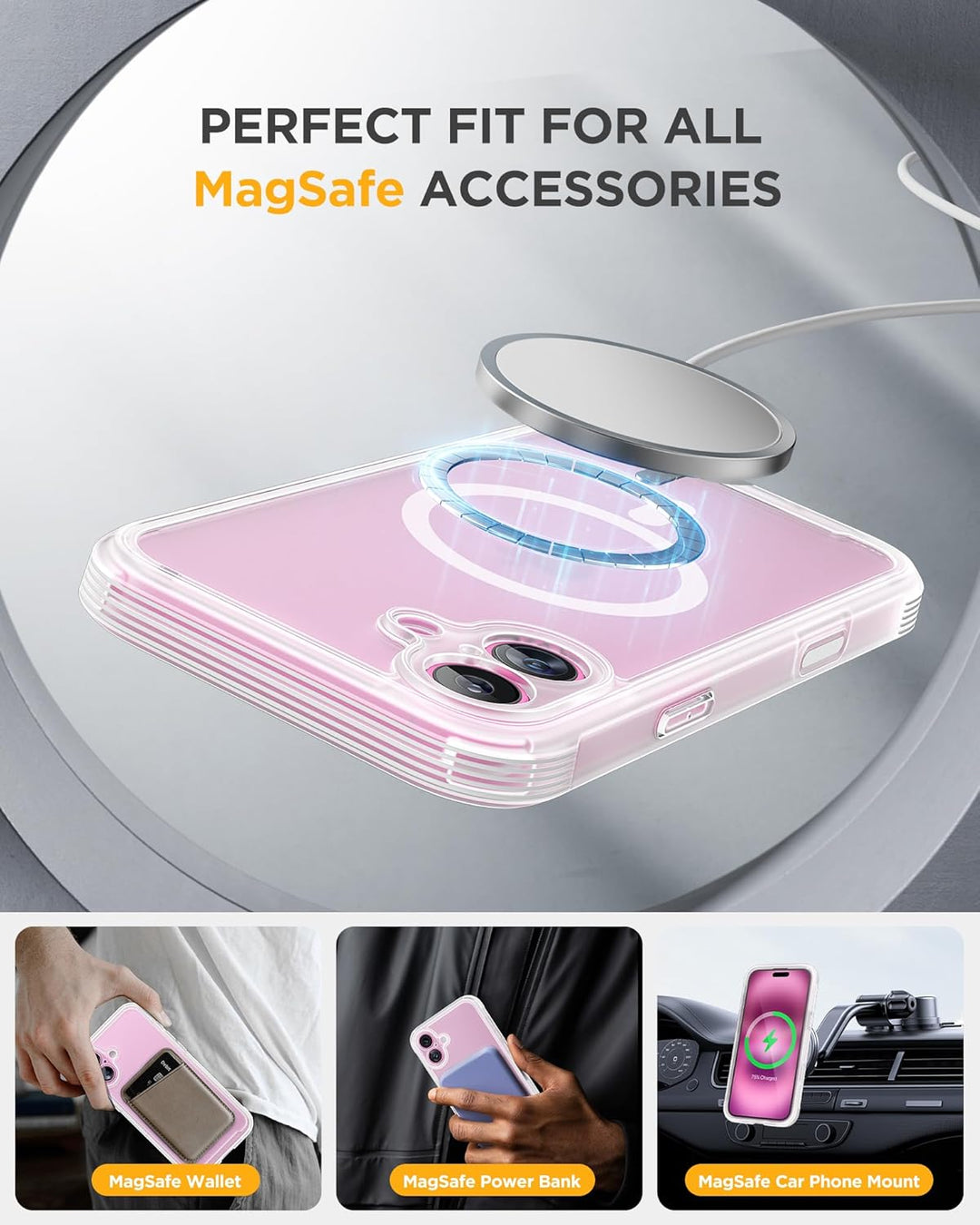 Miracase 360 Grad für iPhone 16 Plus Hülle mit Magsafe, Komplettschutz HandyHülle Magnetisch Stossfe
