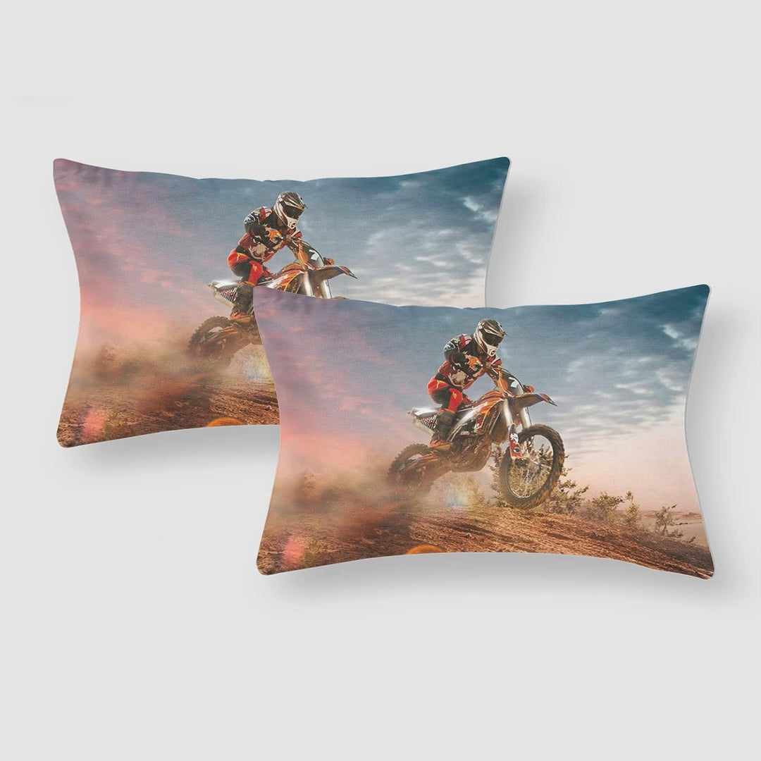 AVJWWD Motocross Bettwäsche Sets, 3D-gedrucktes Muster von Extremsport-Motorrad-Themen-Bettbezug mit