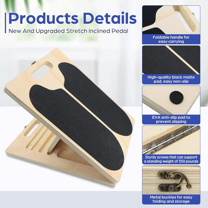 2-in-1 Balance Board & Schrägbrett – Holz Wadendehner Stretch Board für Calf Stretching, Mobilitätst
