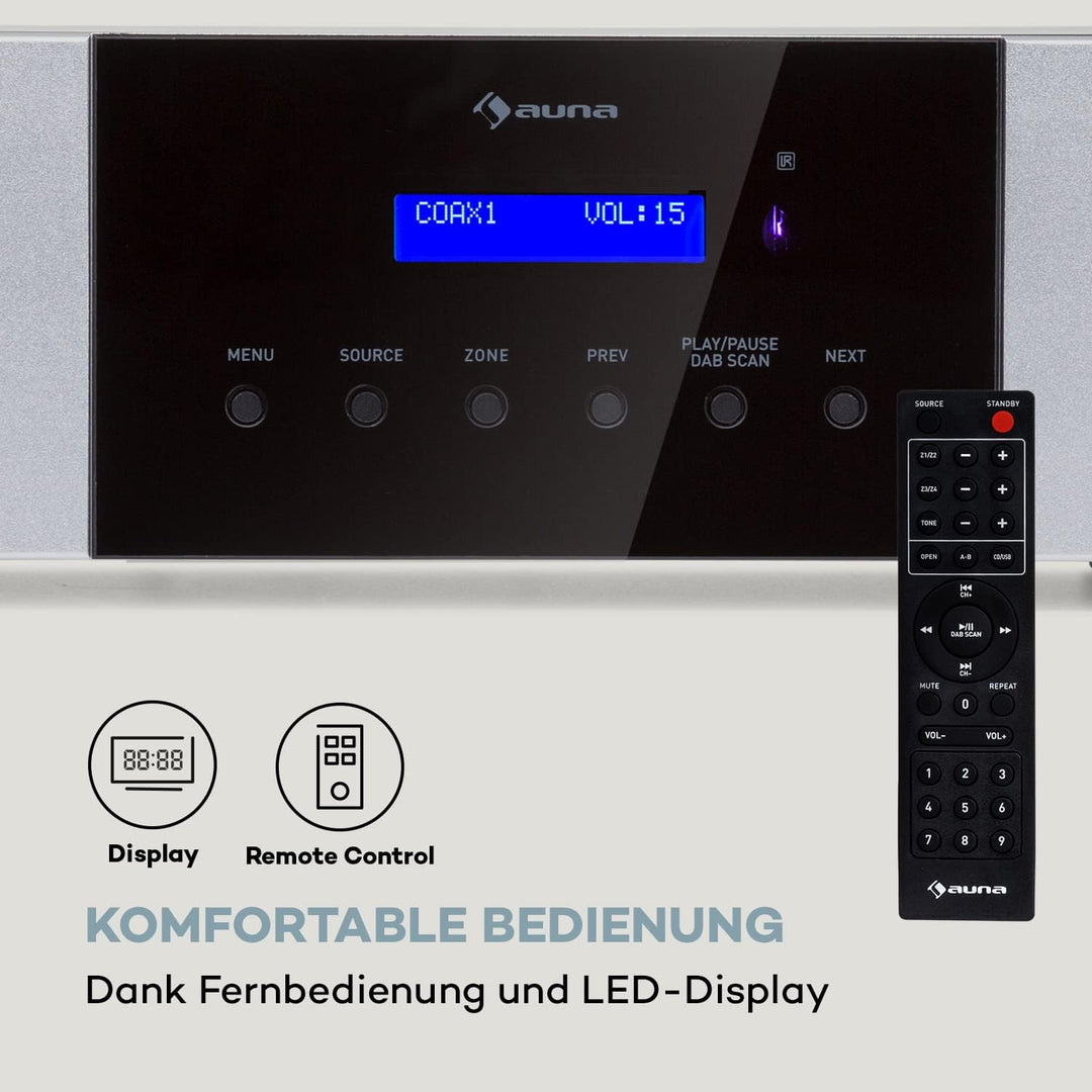 Auna AMP-4000 DAB HiFi-Stereo-Verstärker, DAB+-Radio, Stereo Verstärker, USB Fernbedienung, Amplifie