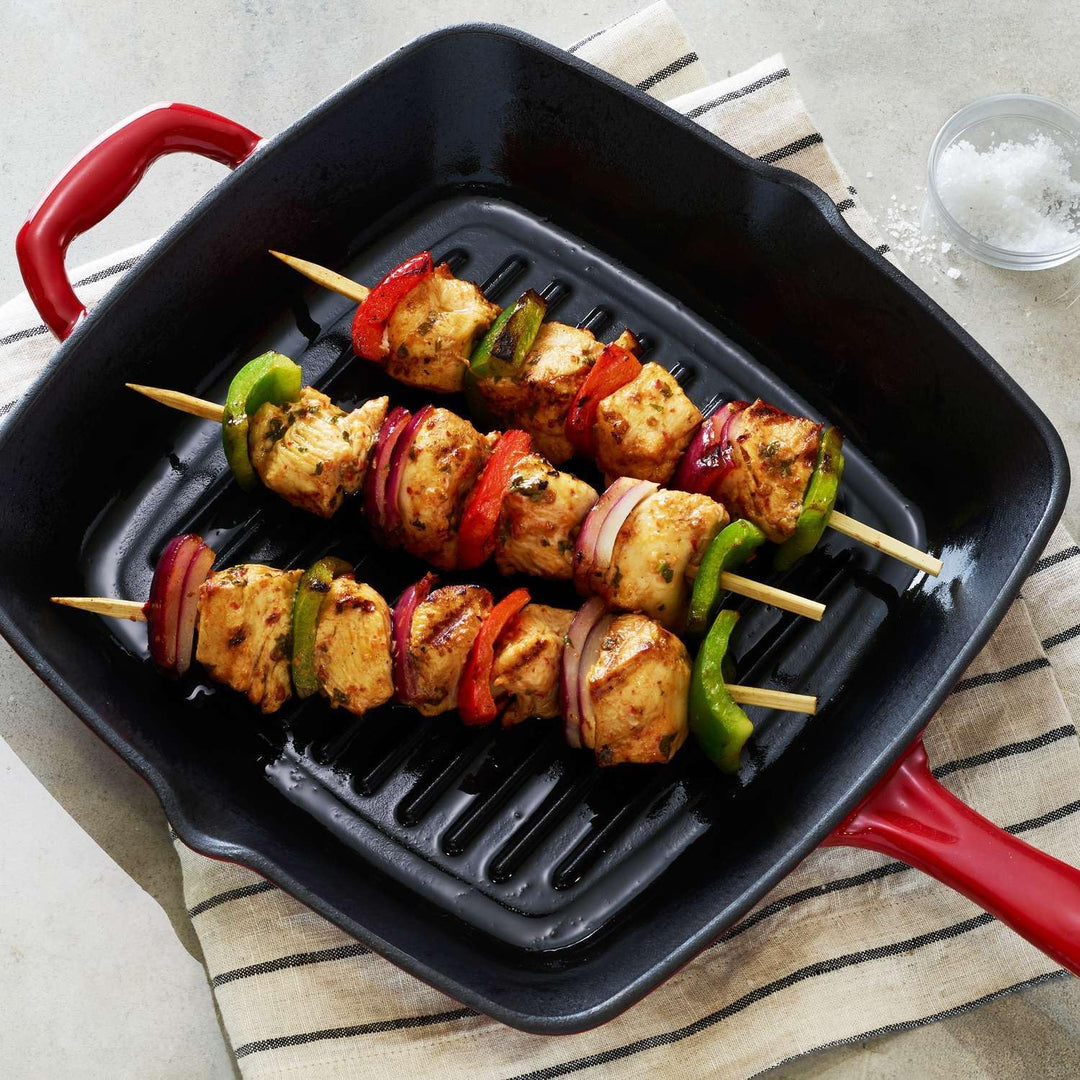 Tramontina Bestow Gusseisen Grillpfanne 27x27 cm Rot – Emailliert, Induktion &amp; Backofenfest – Steakp