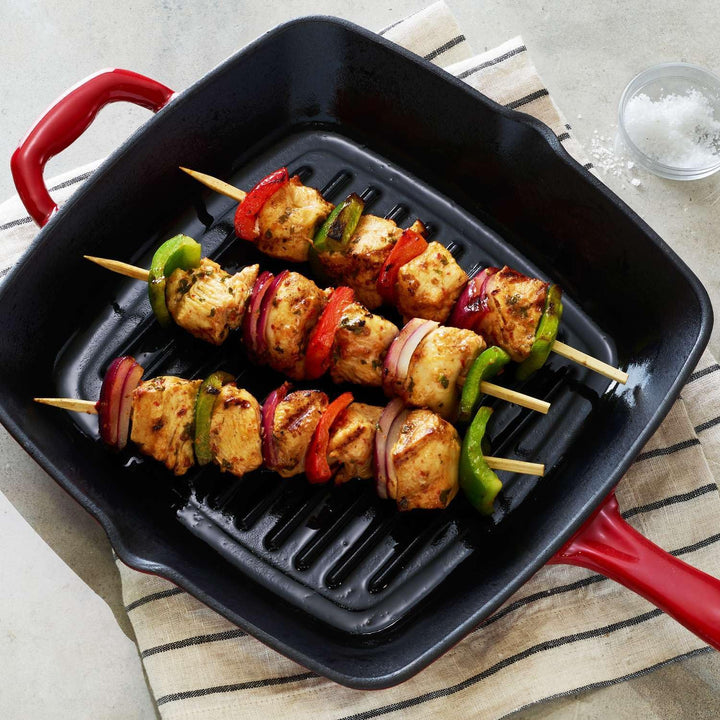 Tramontina Bestow Gusseisen Grillpfanne 27x27 cm Rot – Emailliert, Induktion &amp; Backofenfest – Steakp