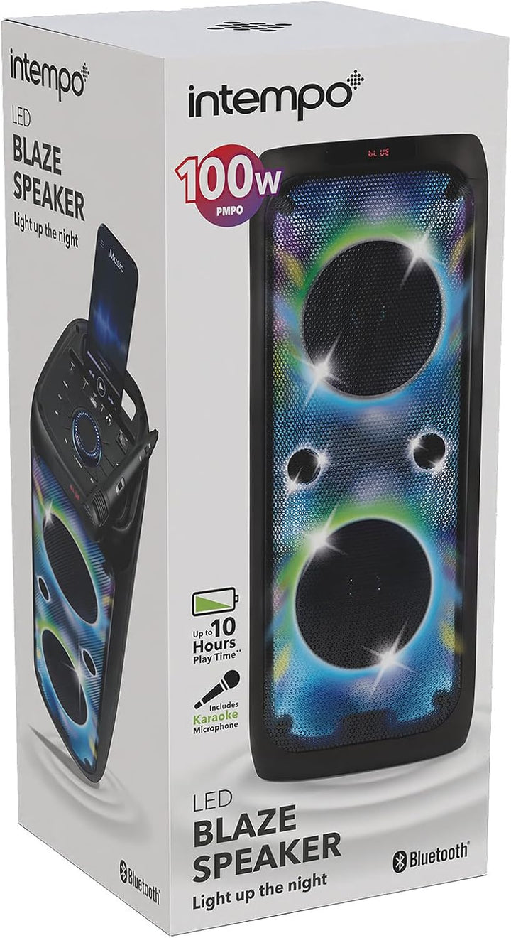 INTEMPO EE7515BLKSTKEU7 Bluetooth Karaoke Lautsprecher - Party-Stereolautsprecher mit Kabelmikrofon,