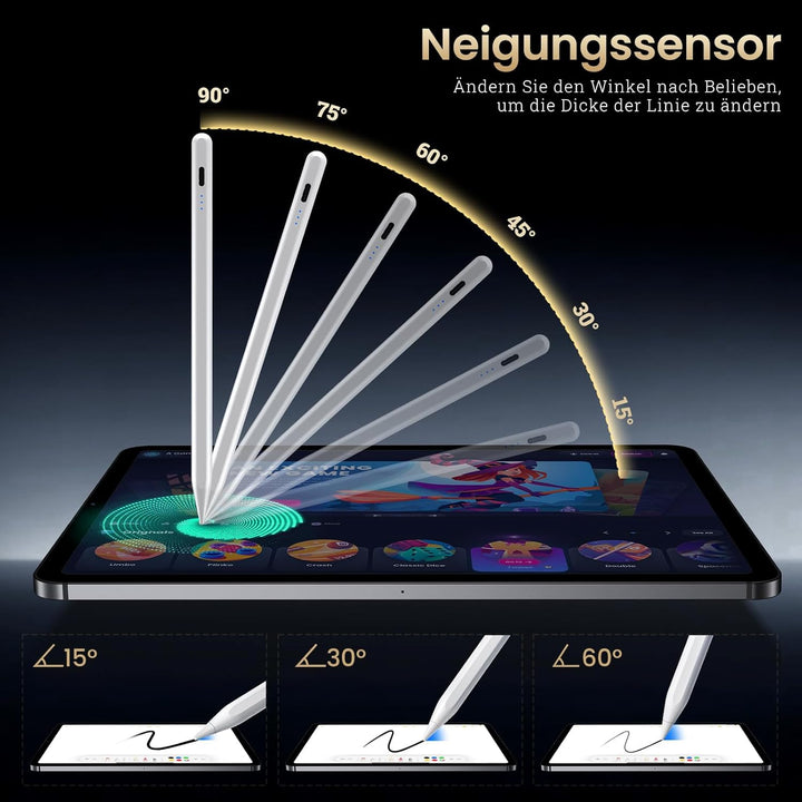 BAZO Stift für iPad Apple - 2018-2024 Pencil 2. Generation mit Schnellladeleistung Palm Rejection un