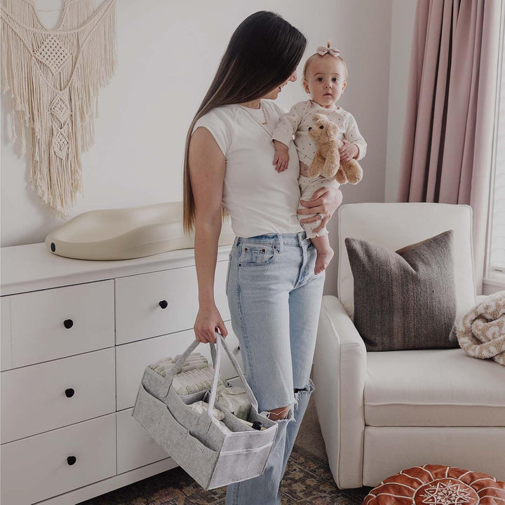 PUTSKA Windelorganizer Baby Windelcaddy Filztasche tragbar mit verstellbaren Fächern | Ultra Mobile