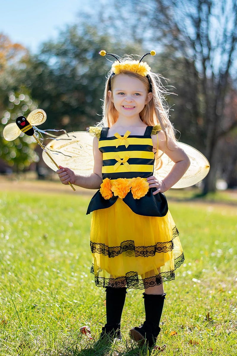 ReliBeauty Kostüm Biene Kinder mit Zubehöre 6-7 Jahre (Etikett 120), 6-7 Jahre (Etikett 120)