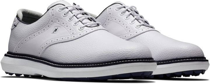Footjoy Herren Fj Traditions Spikeless Golfschuh 39.5 EU Weit Weiss Weiss Marineblau, 39.5 EU Weit W