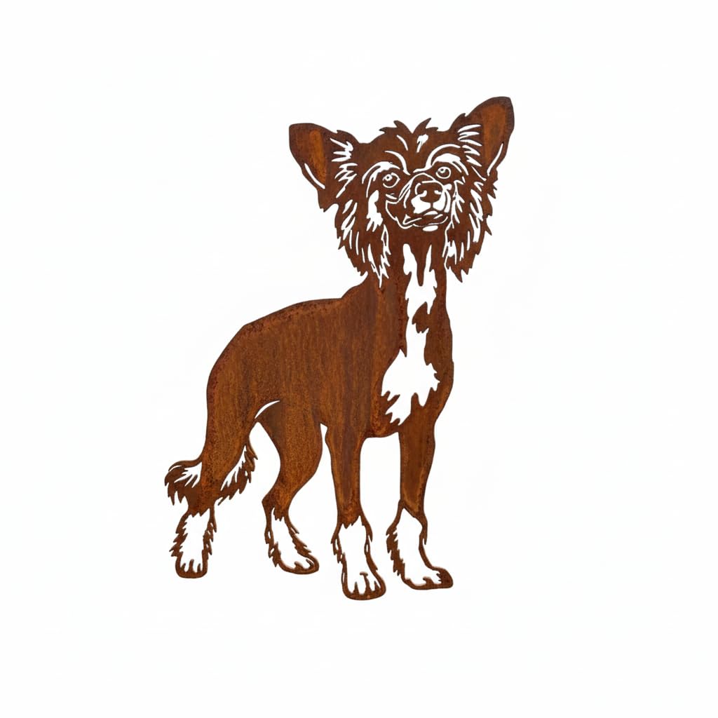 KPGA KAPAGA HOME & GARDEN Edelrost Gartenstecker Nackthund - Rost Deko Hund Rostfigur Gartendeko für