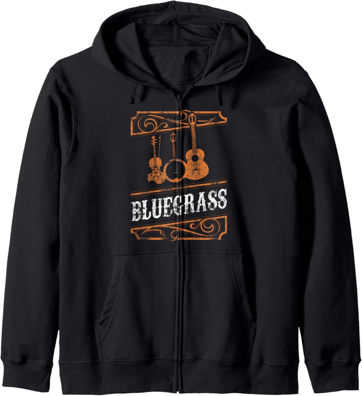 Bluegrass Musikgitarrenspieler und lustiges Banjo-Instrument Kapuzenjacke