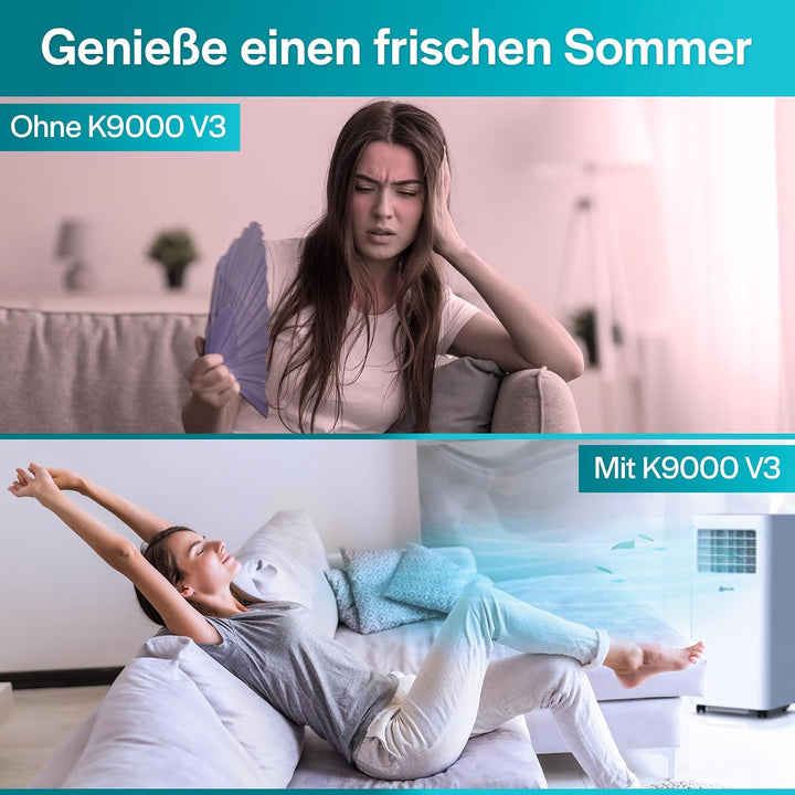 KLIM K9000-3-In-1 KLIMaanlage Mobil - Fernbedienung - Mit Integrierter Entfeuchtungsfunktion, Ventil