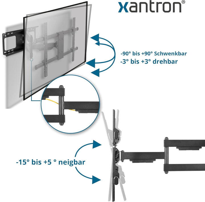 Xantron® STRONGLINE-960 Wandhalterung Fernseher Schwenkbar Neigbar Drehbar / 37-70 Zoll TV Halterung