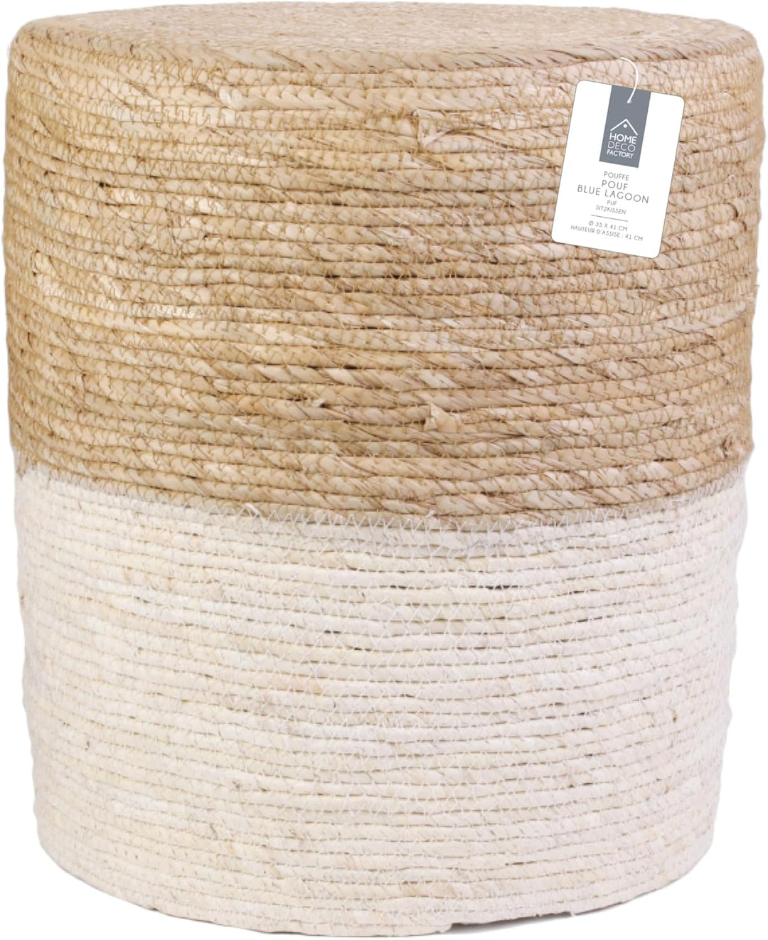 Home Deco Factory Sitzsack, Polyester, Beige/Sandblau, Medium Beige/Sandblau Medium, Beige/Sandblau